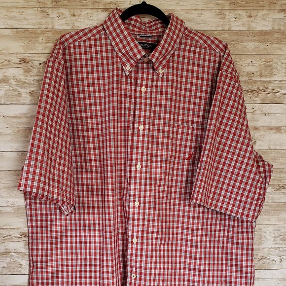 Nautica Other - Mens Nautica Red Plaid Dress Shirt Size XXL
